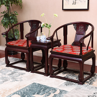 红木家具 血檀家具皇宫椅三件套中式实木太师椅非洲紫檀圈椅茶几